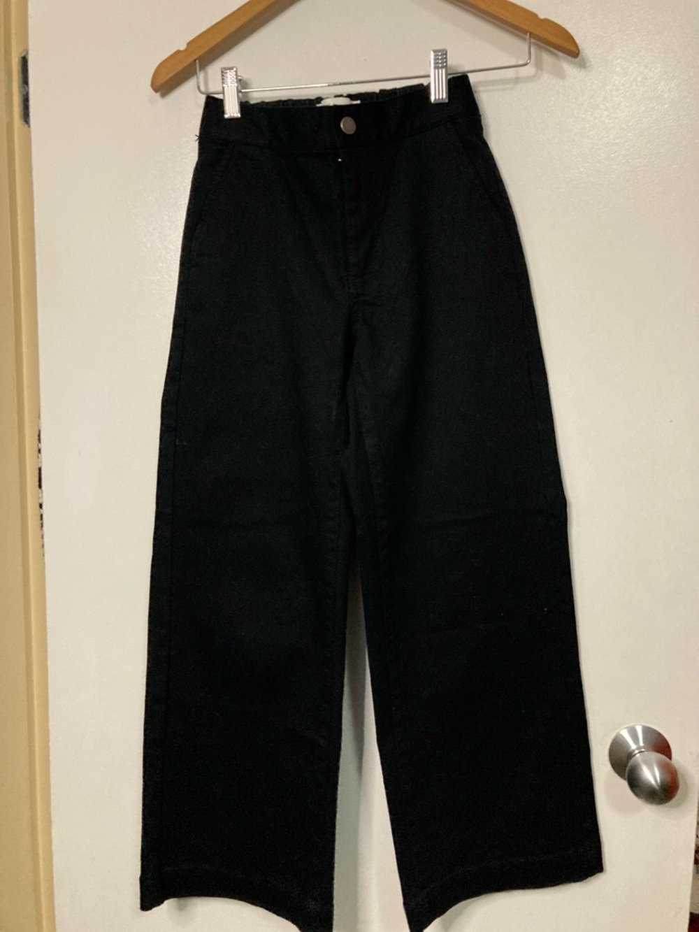 Oak + Fort Women’s Jeans High Waisted Cropped Wide Leg XXS Black